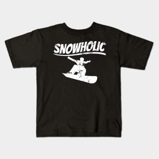 Snowboard Snowholic Winter Mountains Snow Gift Kids T-Shirt